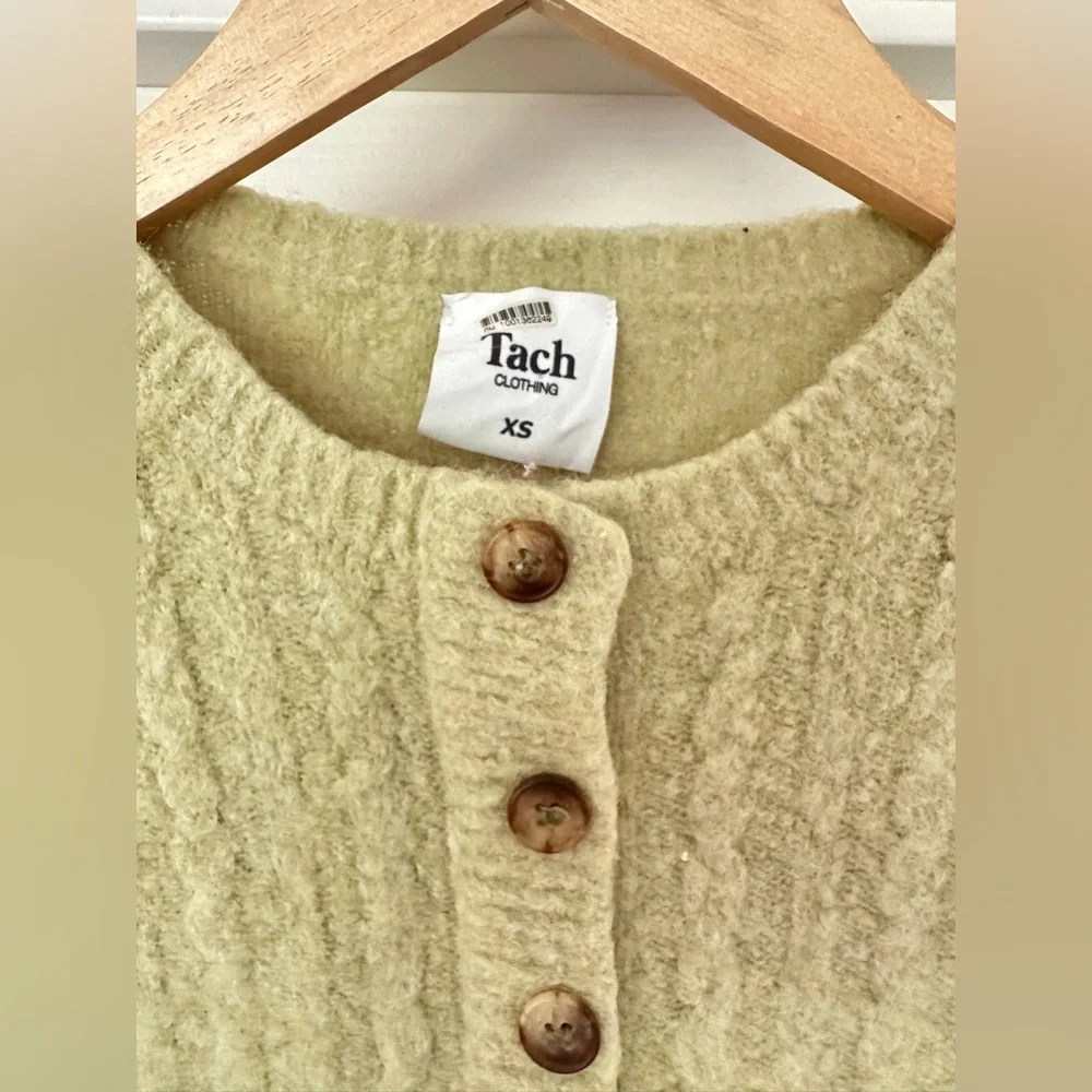 Tach Dalia knot pistachio Cardigan Sweater Too Anthropologie XS - Picture 5 of 7